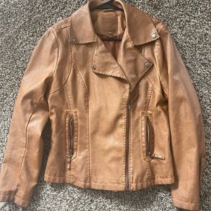 Faux Leather Jacket in Cognac